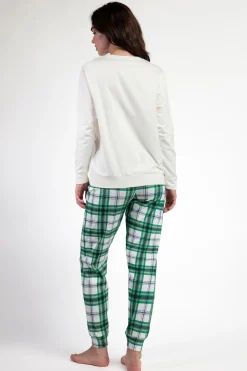 Admas Pijama largo felpa cuadros 100% algod&oacute;n Ski Mickey^Mujer Pijamas