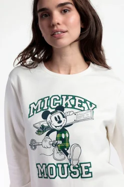 Admas Pijama largo felpa cuadros 100% algod&oacute;n Ski Mickey^Mujer Pijamas