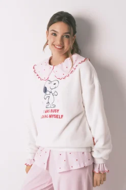 Women'secret Pijama largo polar Snoopy^Mujer Pijamas