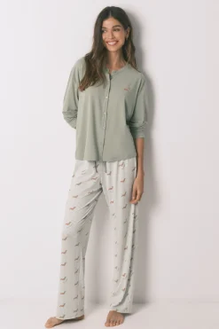 Women'secret Pijama largo punto suave estampado perritos^Mujer Pijamas