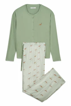 Women'secret Pijama largo punto suave estampado perritos^Mujer Pijamas