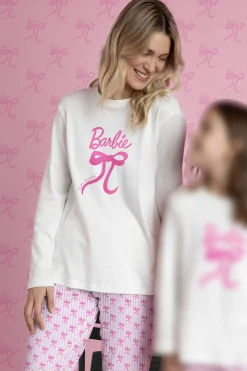 Admas Pijama largo rayas lazos Barbie 100% algod&oacute;n^Mujer Pijamas