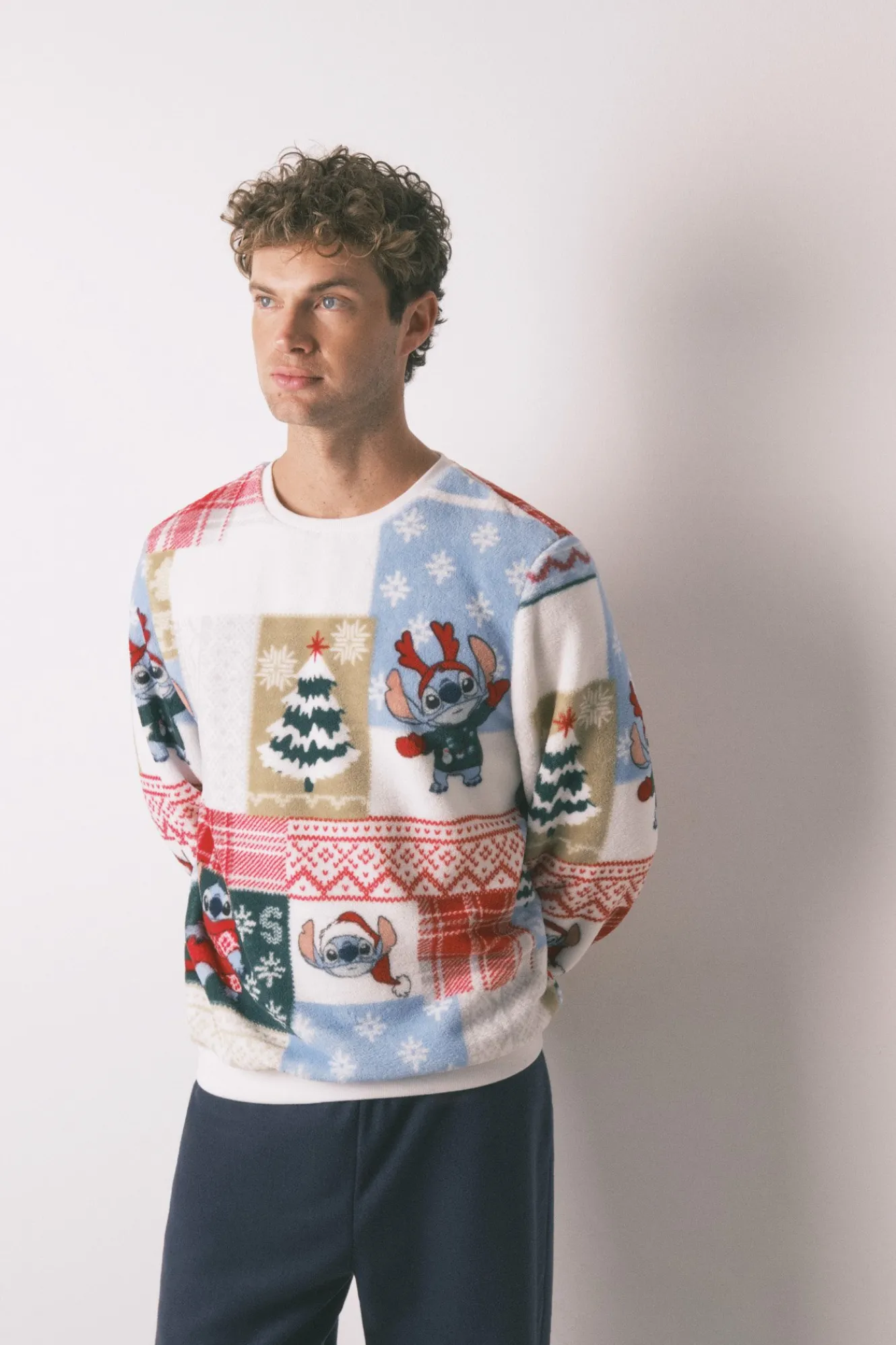 Women'secret Pijama masculino Stitch tejido polar^Hombre Pijamas