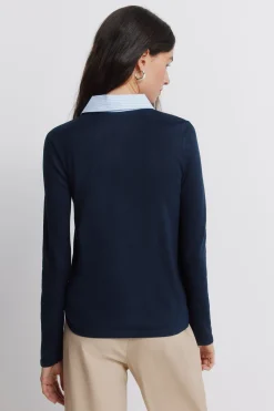 Springfield Polo punto manga larga bimateria^Mujer Polos