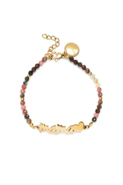 Singularu Pulsera Mam&aacute; Heart Tourmaline Acero Ba&ntilde;o Oro^Mujer Bisutería