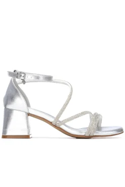 XTI Sandalia metalizada con tac&oacute;n^Mujer Sandalias