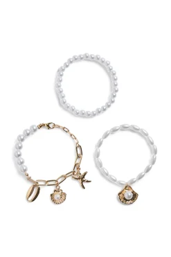 Pieces Set 3 pulseras de perlas con abalorios^Mujer Bisutería