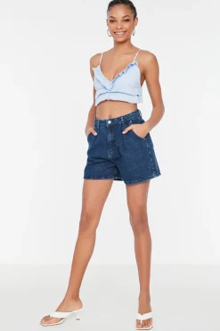 Trendyol Shorts vaqueros rectos^Mujer Pantalones