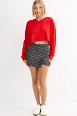 Inside Skort Jacquard Botones^Mujer Faldas