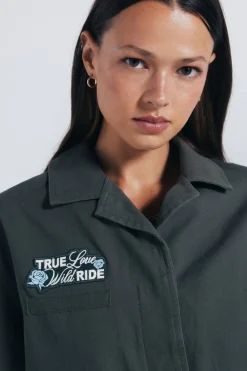 Springfield Sobrecamisa militar parches^Mujer Chaquetas