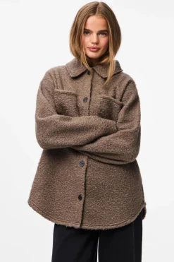 Pieces Sobrecamisa teddy bolsillos^Mujer Camisas Y Blusas