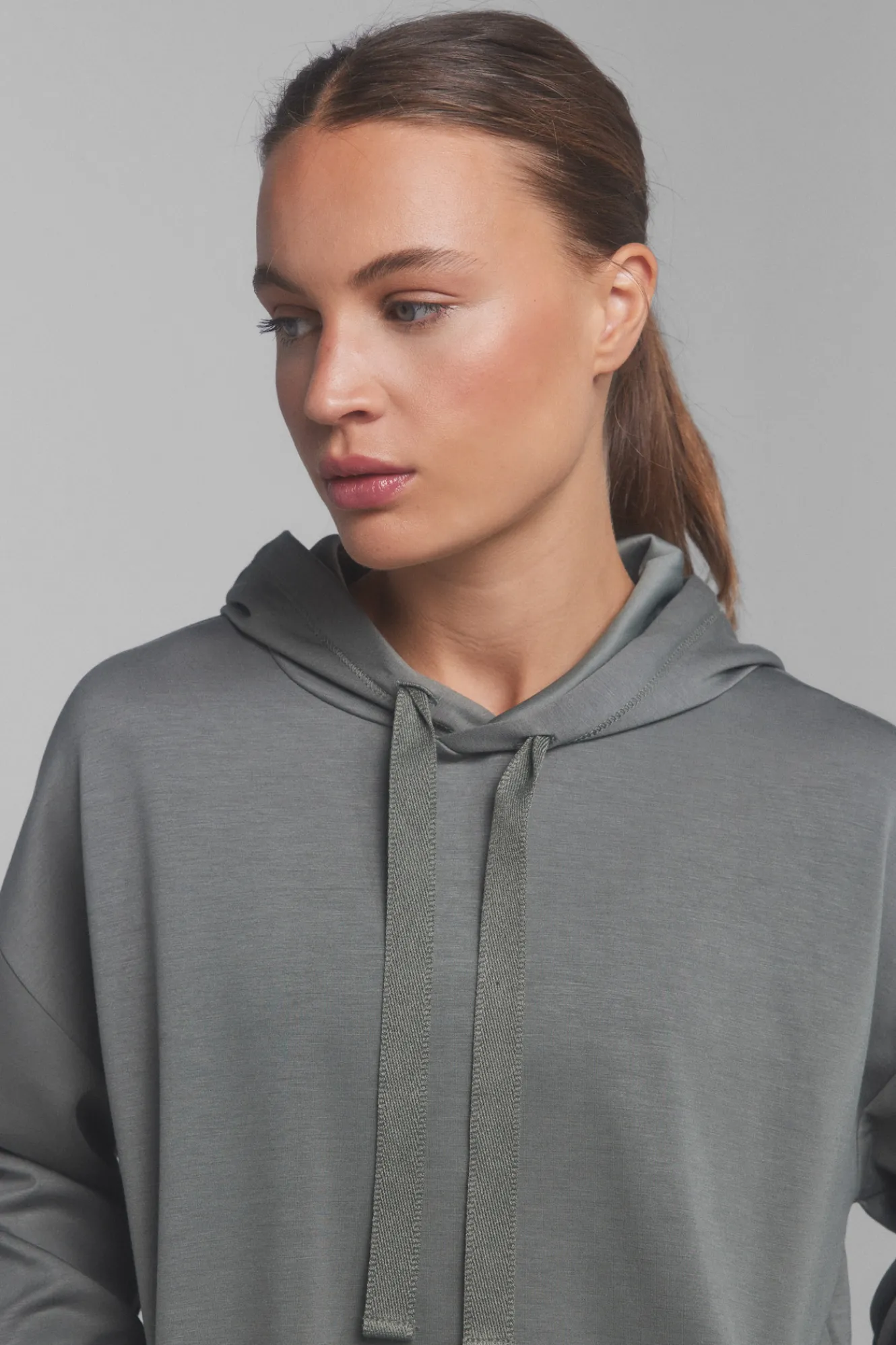 Dash and Stars Sudadera capucha suave kaki^Mujer Deporte