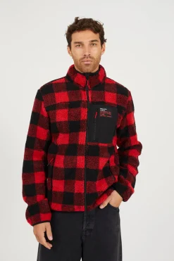 Brave Soul Sudadera cremallera a cuadros^Hombre Sudaderas