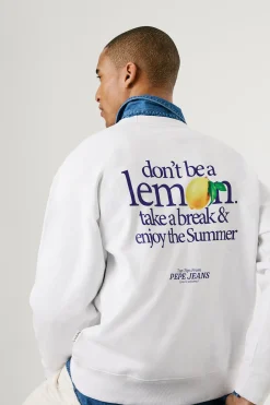 Pepe Jeans Sudadera de cuello redondo con logo frontal y estampado trasero.^Hombre Sudaderas