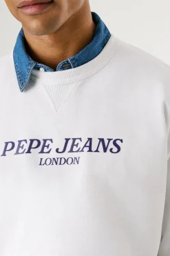 Pepe Jeans Sudadera de cuello redondo con logo frontal y estampado trasero.^Hombre Sudaderas