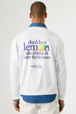 Pepe Jeans Sudadera de cuello redondo con logo frontal y estampado trasero.^Hombre Sudaderas