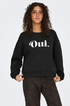 Only Sudadera texto frontal^Mujer Sudaderas