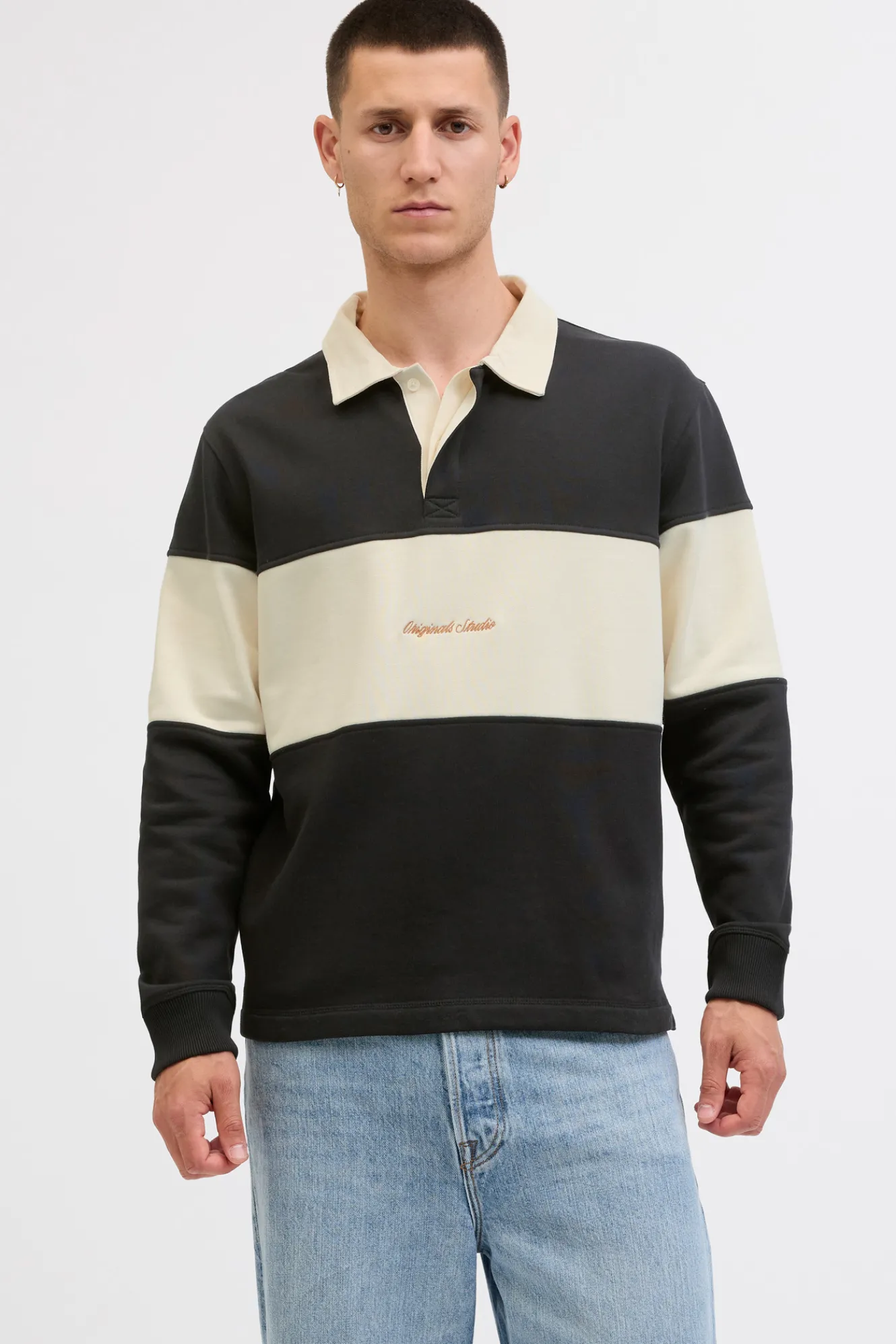 Jack & Jones Sudadera tipo polo franja^Hombre Sudaderas