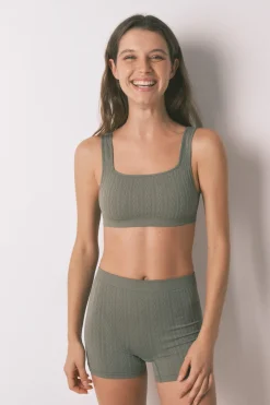 Women'secret Sujetador top seamless tricot verde^Mujer Sujetadores