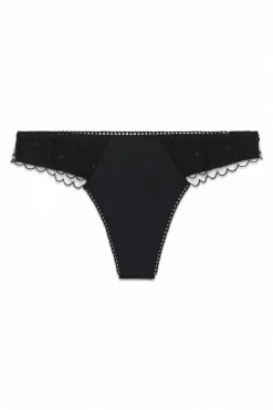 Women'secret Tanga ancha tul negra bordada^Mujer Braguitas