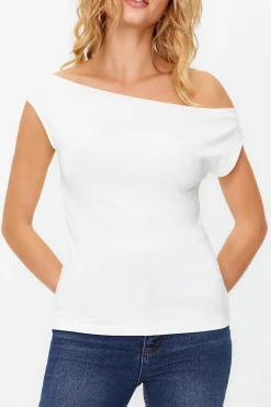 Trendyol Top ajustado manga corta^Mujer Camisetas
