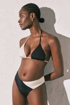 Women'secret Top bikini triangular color block B&W^Mujer Baño