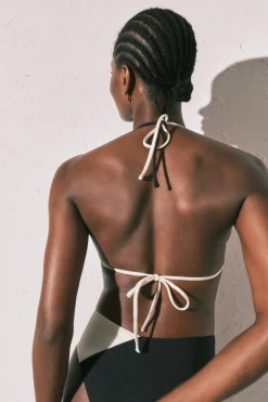 Women'secret Top bikini triangular color block B&W^Mujer Baño