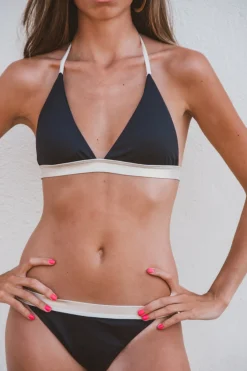 Cotton Sail Top bikini triangular contraste B&W^Mujer Baño