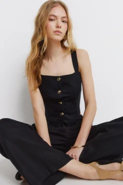 Springfield Top chaleco lino^Mujer Lino|Camisetas