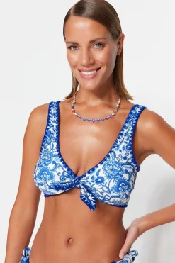 Trendyol Top de bikini triangular damasco lazos^Mujer Baño