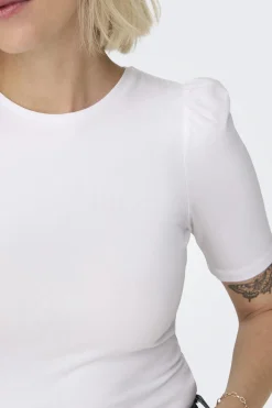 Only Top de cuello redondo y manga 2/4 abullonada^Mujer Camisetas