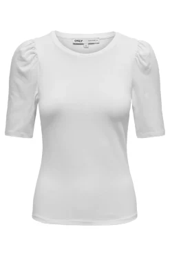 Only Top de cuello redondo y manga 2/4 abullonada^Mujer Camisetas
