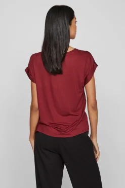 Vila Top de manga corta satinado^Mujer Camisas Y Blusas