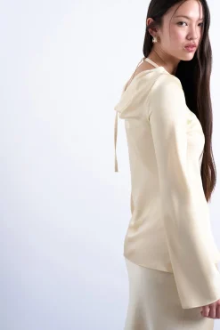 Topshop Top de manga larga satinado.^Mujer Camisetas|Total Look