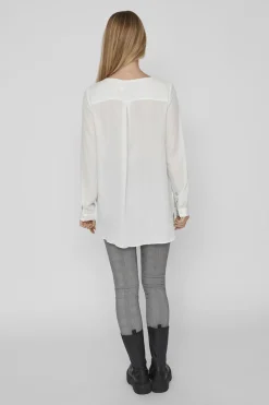 Vila Top de mujer de manga larga con escote en pico^Mujer Camisas Y Blusas|Basic Bar