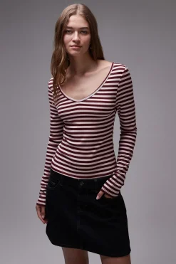 Topshop Top de punto de manga larga^Mujer Camisas Y Blusas|Camisetas