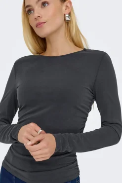 Only Top fruncido manga larga^Mujer Basic Bar