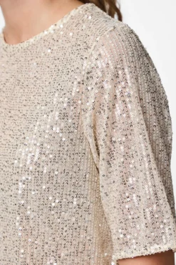 Pieces Top lentejuelas manga corta^Mujer Camisetas