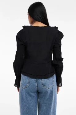 Topshop Top manga larga plisado^Mujer Camisetas