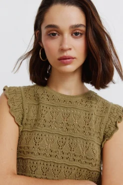 Springfield Top pointelle volante^Mujer Camisetas