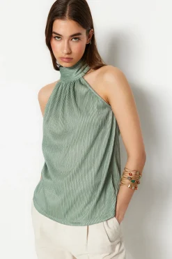 Trendyol Top satinado halter^Mujer Camisetas