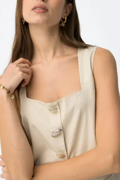 Tiffosi Top slim sin mangas^Mujer Lino|Camisetas