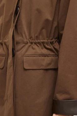 Vila Trench largo con cuello y pu&ntilde;os de polipiel^Mujer Gabardinas|Abrigos