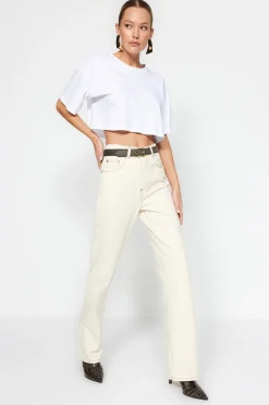 Trendyol Vaqueros rectos de pernera ancha^Mujer Jeans|Pantalones