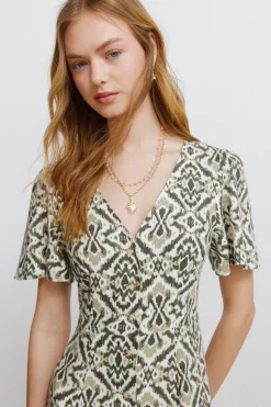 Springfield Vestido camisero estampado^Mujer Vestidos Y Monos|Lino