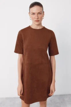 Cortefiel Vestido corto ante^Mujer Vestidos Y Monos