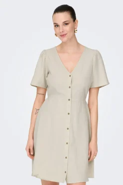 Only Vestido corto de lino^Mujer Vestidos Y Monos