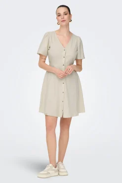 Only Vestido corto de lino^Mujer Vestidos Y Monos