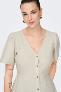 Only Vestido corto de lino^Mujer Vestidos Y Monos