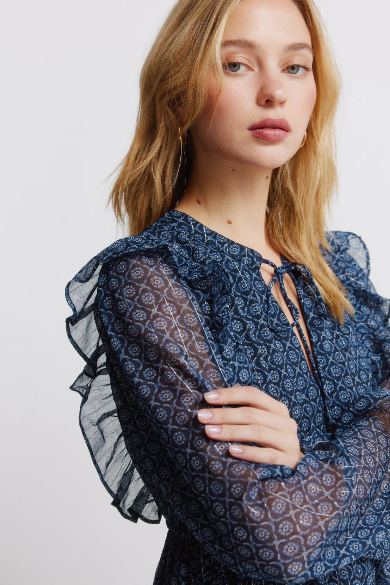 Springfield Vestido corto de manga larga volantes^Mujer Vestidos Y Monos